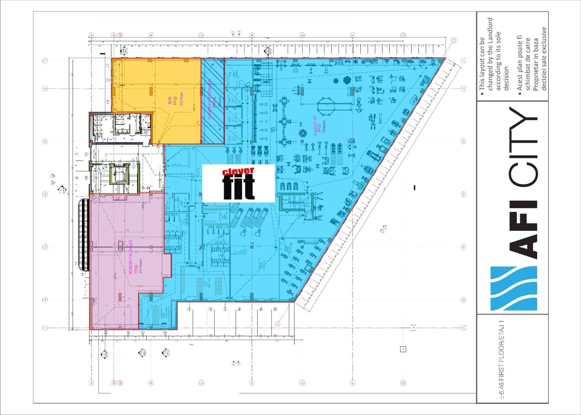 AFI Bucurestii Noi - spatii comerciale de inchiriat in zona de nord-vest a Bucurestiului. Plan etaj