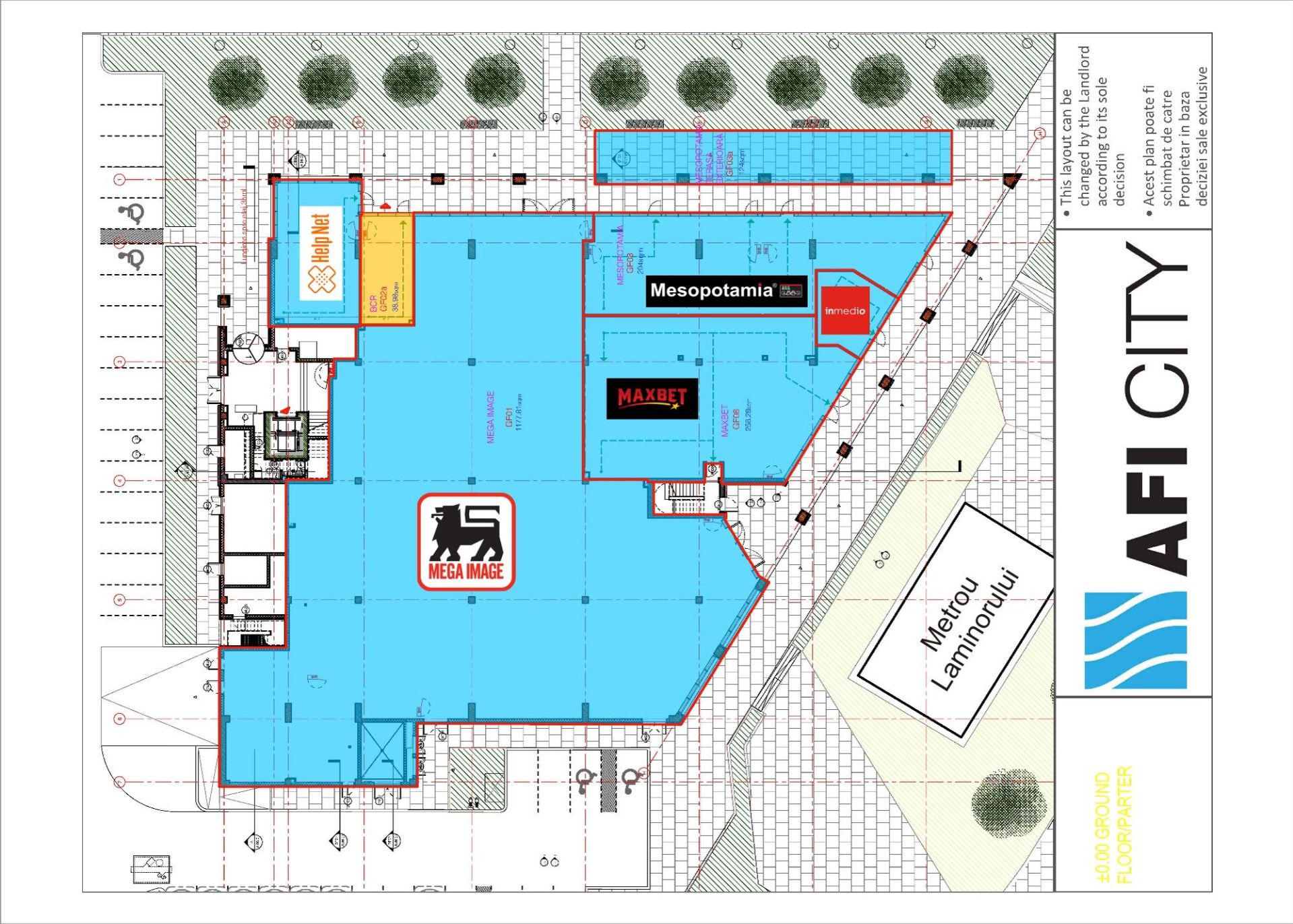 AFI Bucurestii Noi - spatii comerciale de inchiriat in zona de nord-vest a Bucurestiului. Plan parter