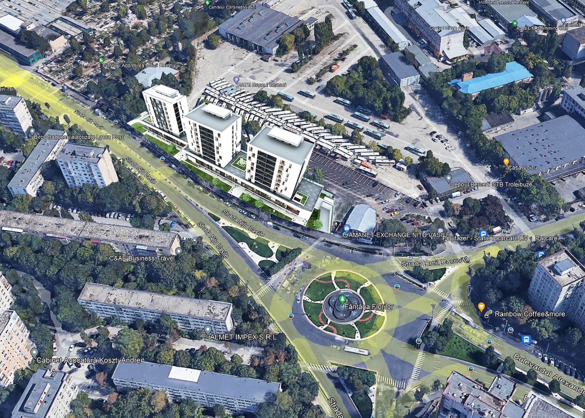 Big Residence spatii comerciale de inchiriat metrou Piata Sudului. Vedere generala amplasament