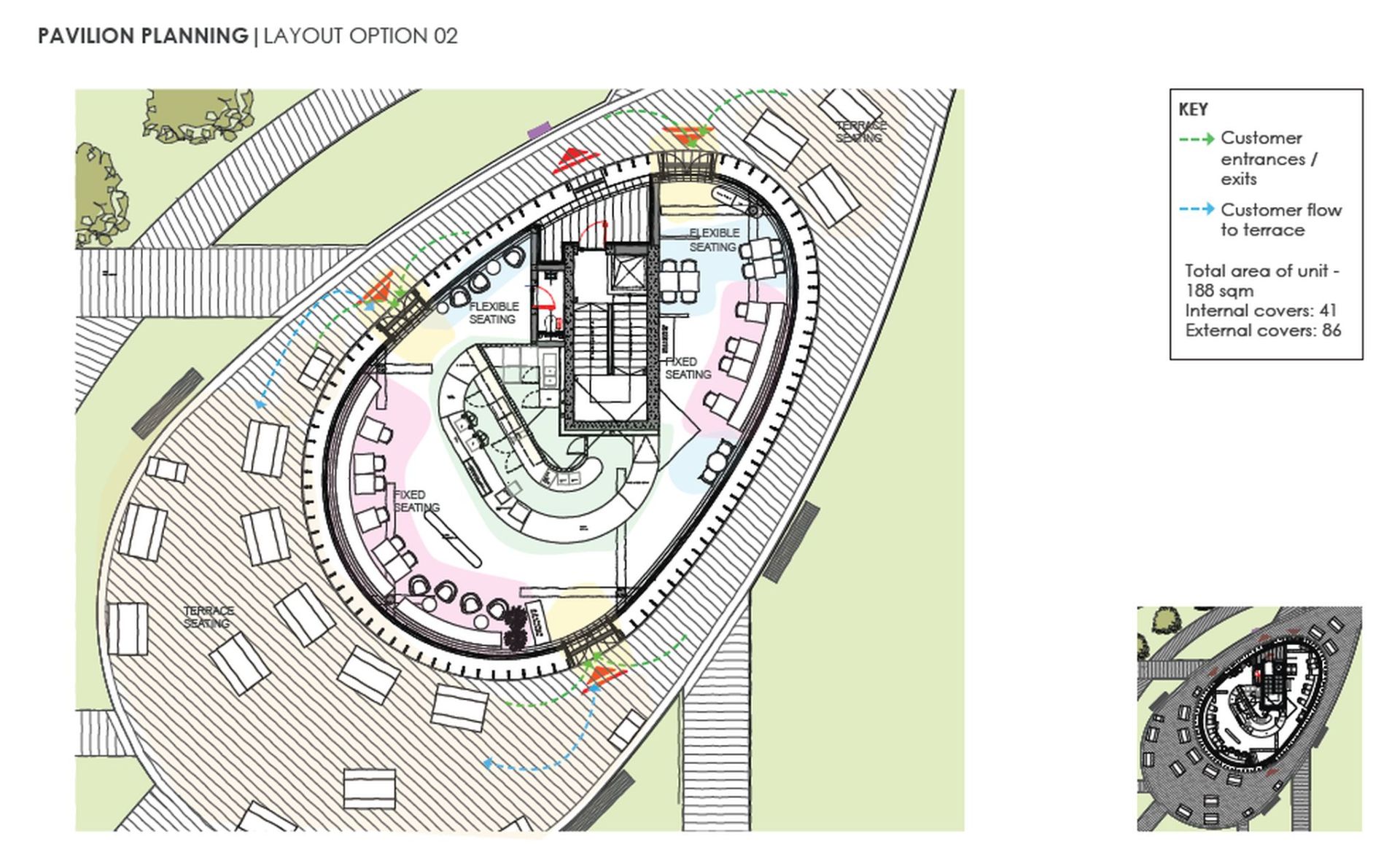 Business Garden Bucharest spații comerciale zona centrală, plan amenajare pavilion 188 mp