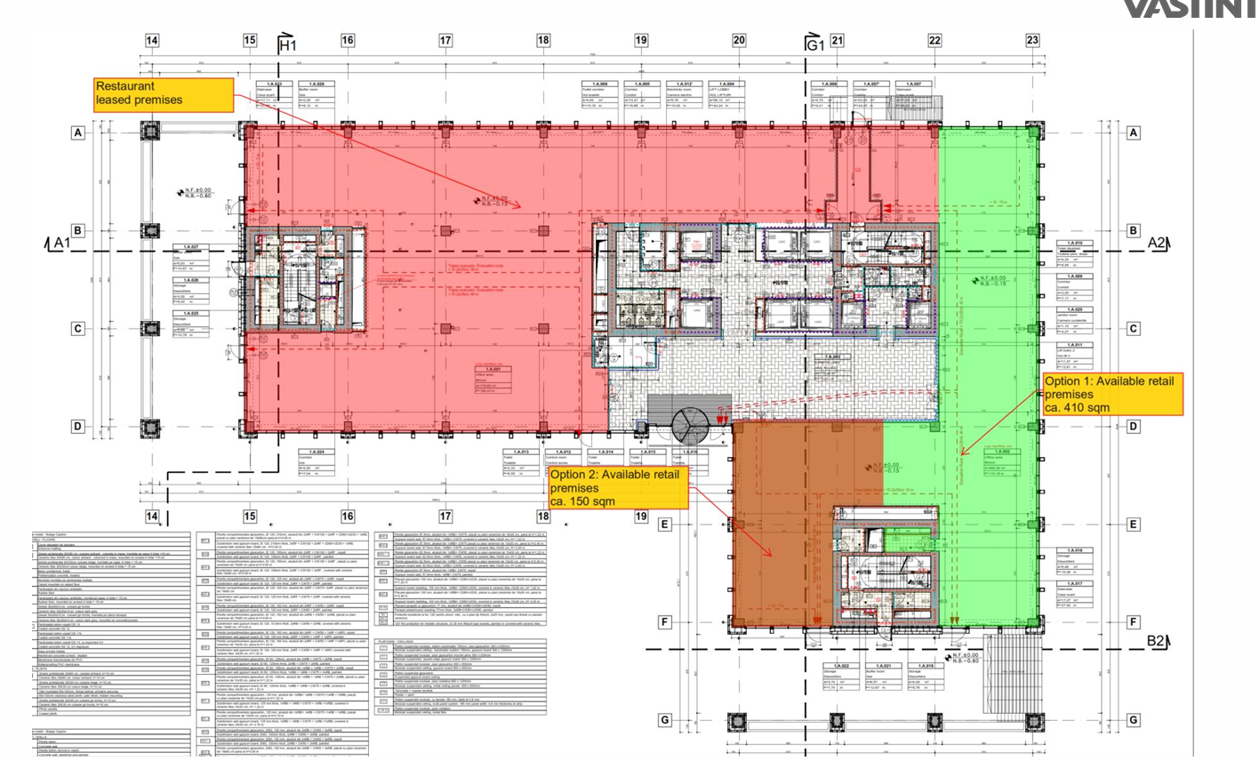 Business Garden Bucharest spații comerciale zona centrală, plan spatiu comercial