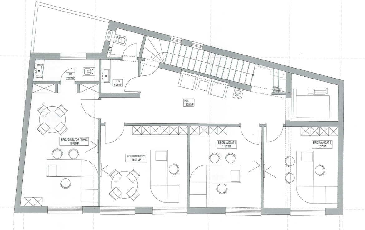 Spatiu comercial in centrul Bucurestiului, strada Plantelor. Plan etaj 4