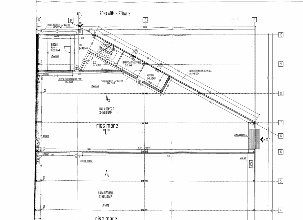 Showroom - Hala Industriala de inchiriat in sectorul 4, vis a vis de statia de metrou Berceni. Plan spatiu birouri